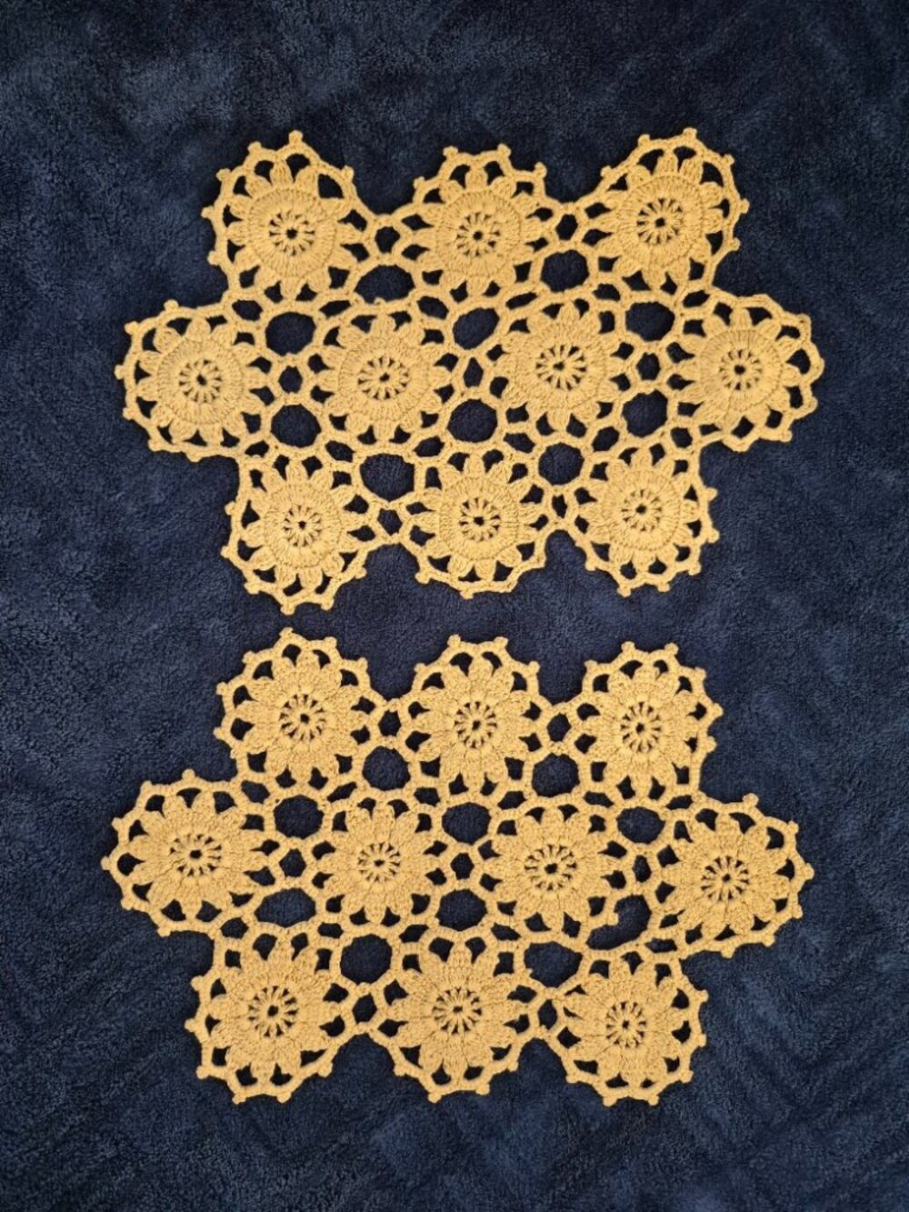 2 Handmade Crochet Beige Doilies